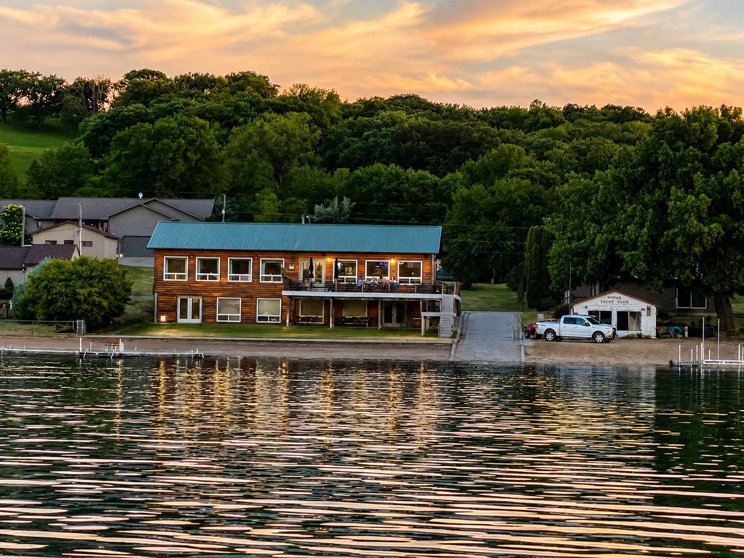 Sodak Shores from the water at sunset